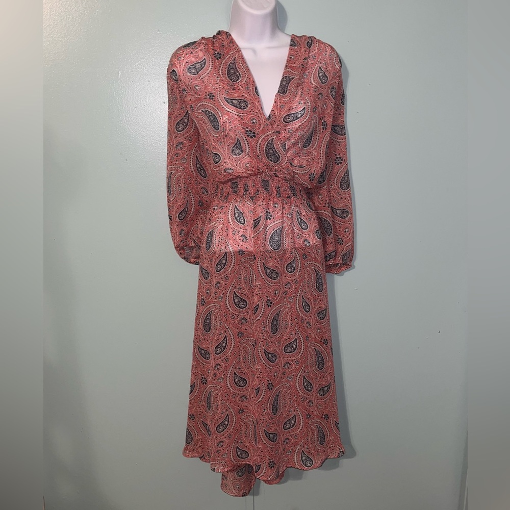 Superfoxx Sheer Coverup Size‎ Xl Elastic Waist Paisley Pink White
